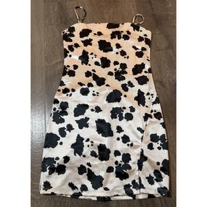 NWT- Thirty/thirty -Satin Cow Mini Dress - Black  and cream- Size XS